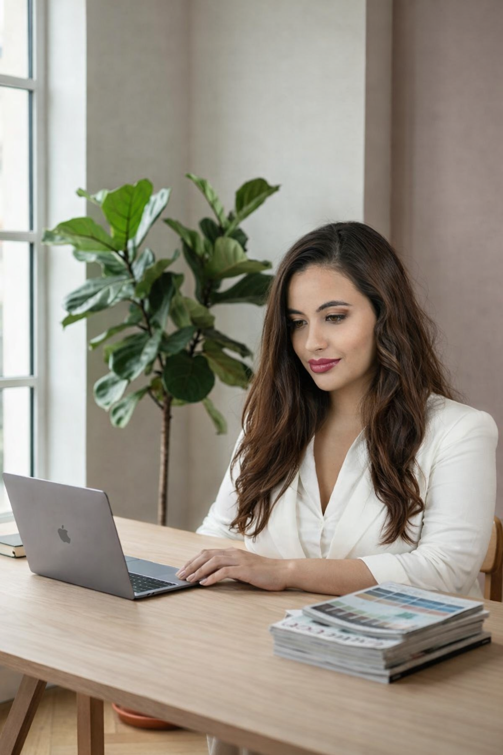A De Bedout CPA advisor working at her desk by the window